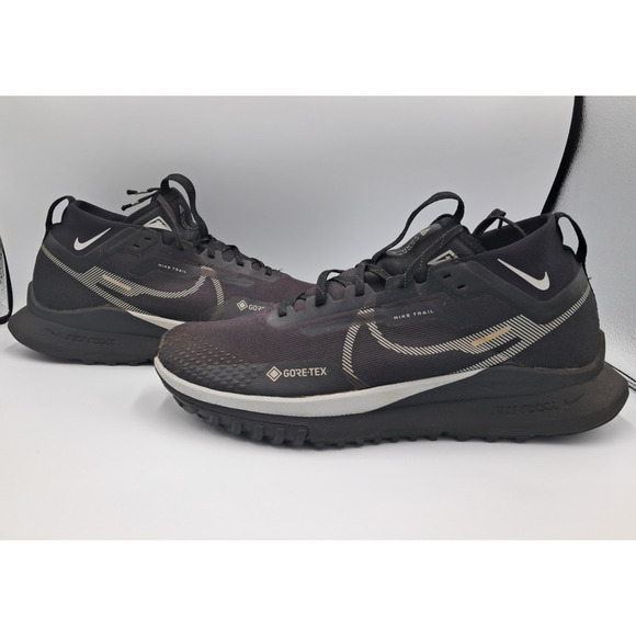 Size 12W - Nike React Pegasus Trail 4 Gore-Tex Black Wolf Grey (Women's) - Picture 1 of 9